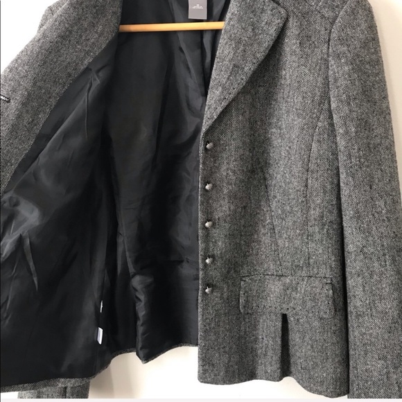 ANN TAYLOR Grey Structured Tweed Blazer - Picture 3 of 7